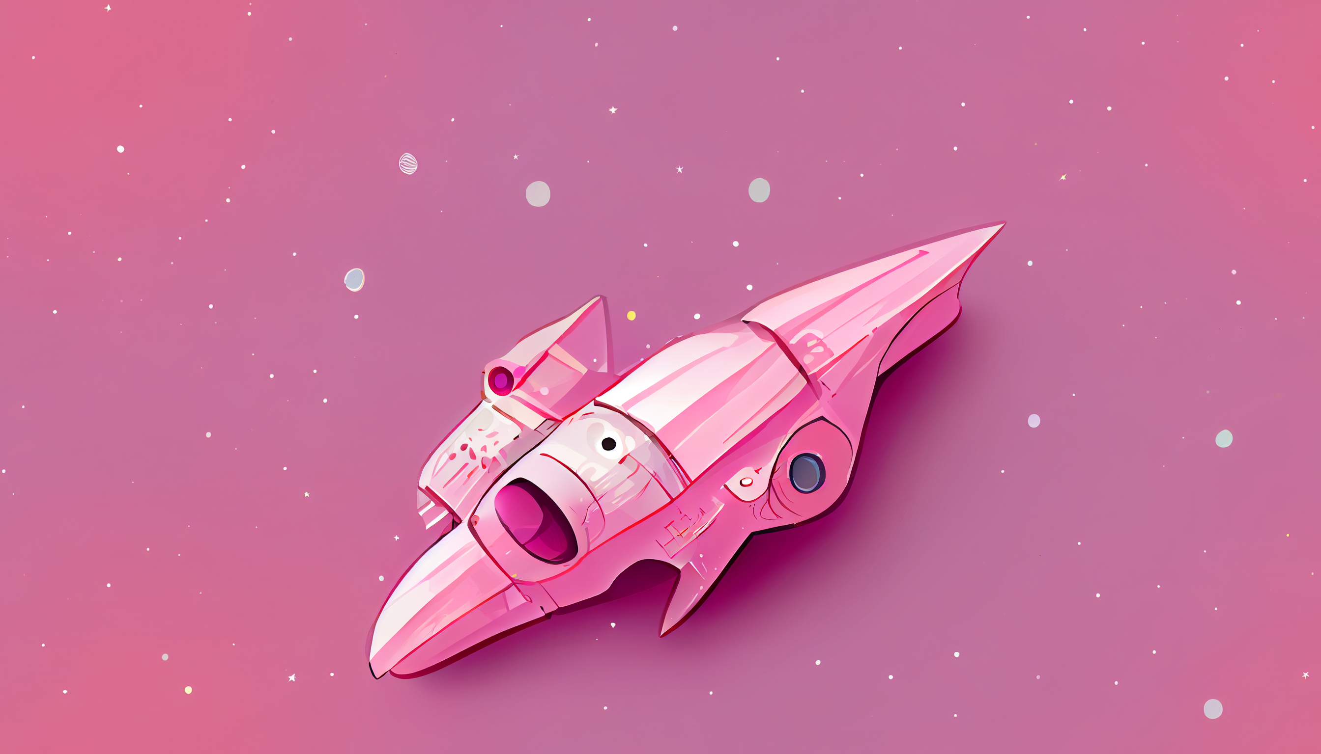 Pink Spaceship Vector Drawing